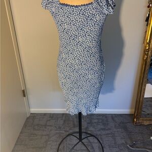 Floral Blue Midi Dress